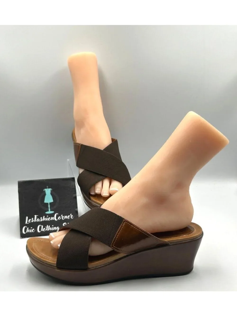 Dansko Women's Brown Stretch Fabric Ava Wedge Slide Sandals Size 10.5 (41) 3631